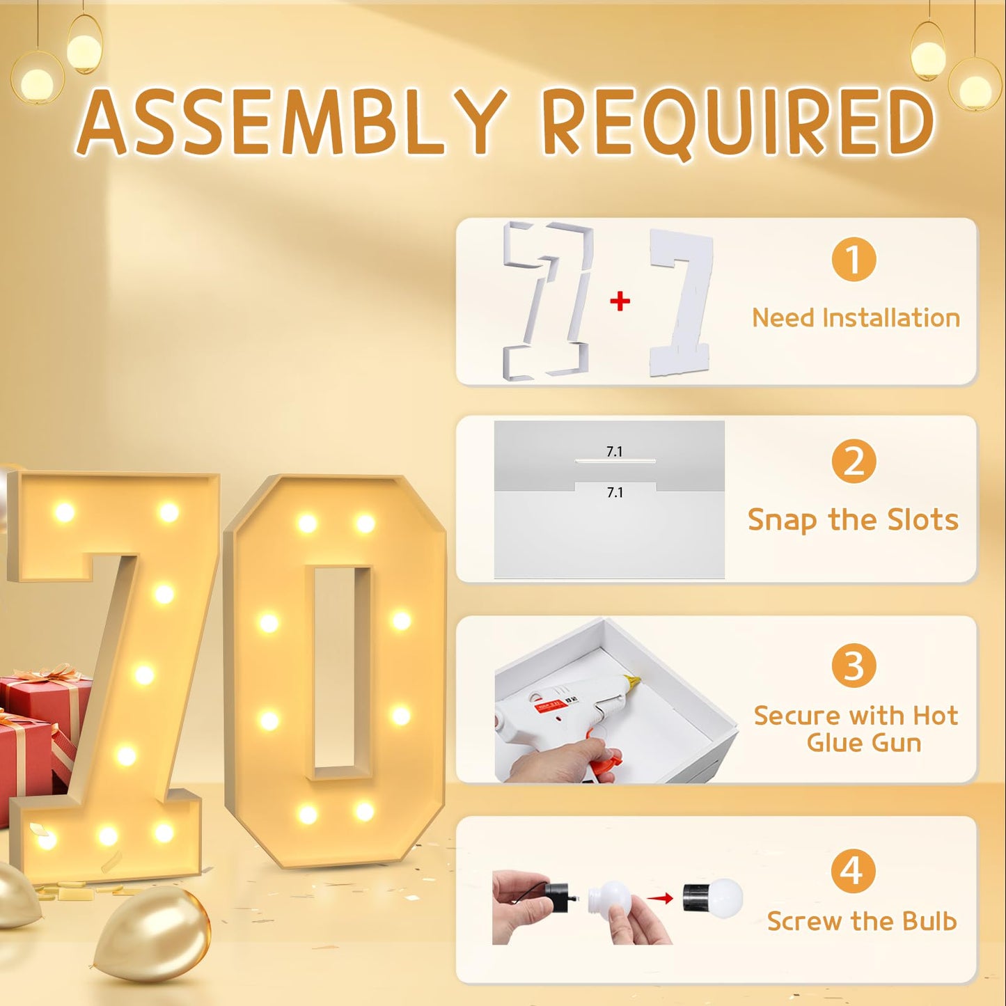Imprsv 3Ft 70Th Birthday Decorations Numbers: 70Th Birthday Party Anniversary Decorations Large Light Up Numbers 70 For Men Wome