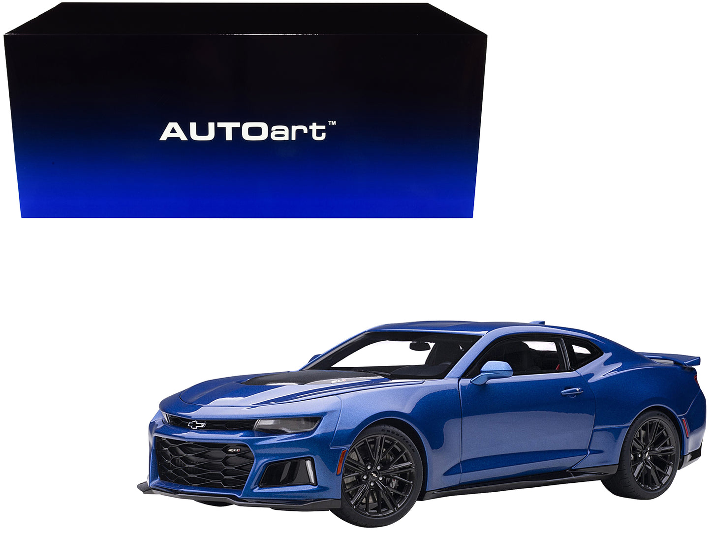 Chevrolet Camaro Zl1 Hyper Blue Metallic 1/18 Model Car By Autoart
