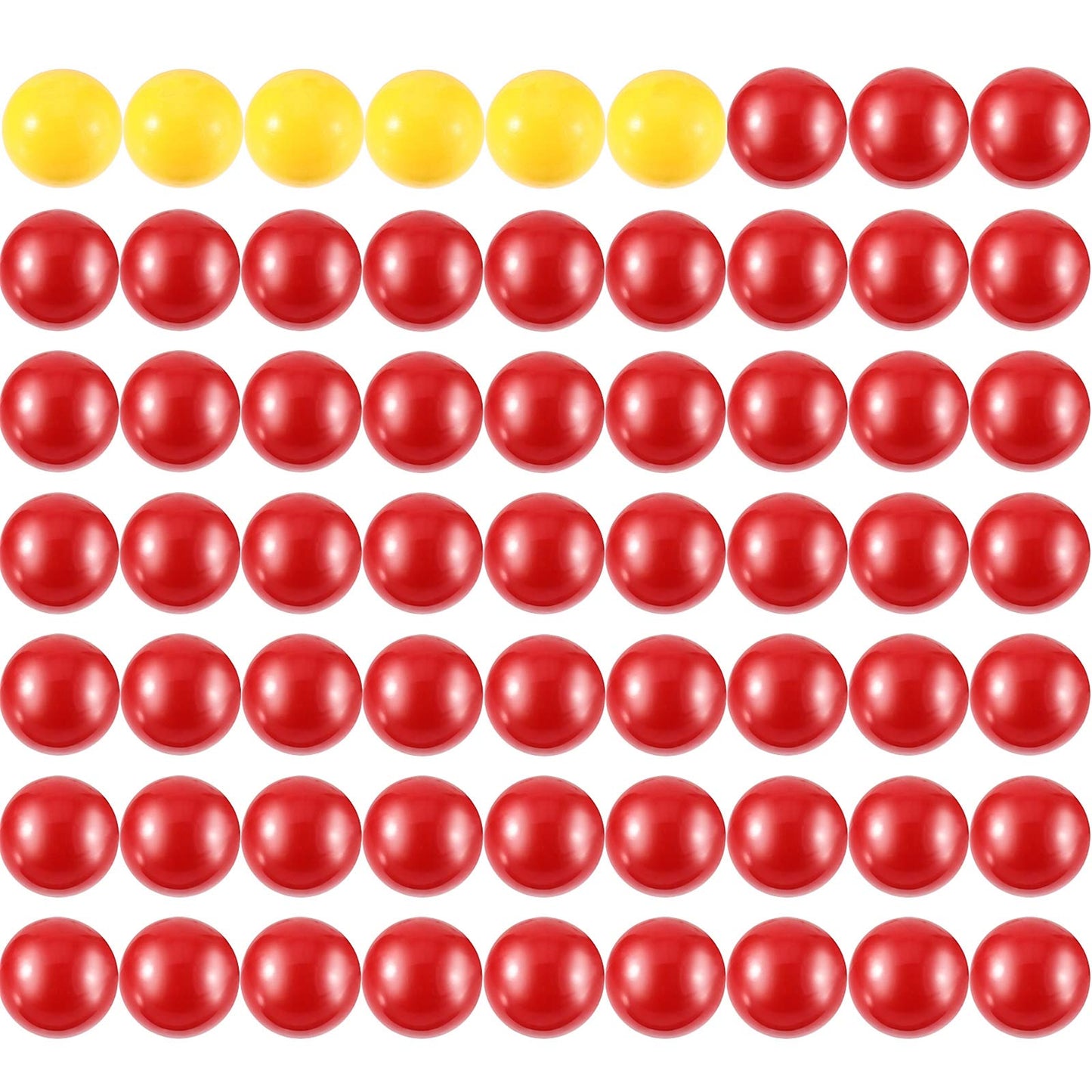 Gejoy 63 Pieces Game Replacement Marbles 3 Set Game Replacement Balls Compatible With Hungry Hippos, 57 Red And 6 Yellow Balls