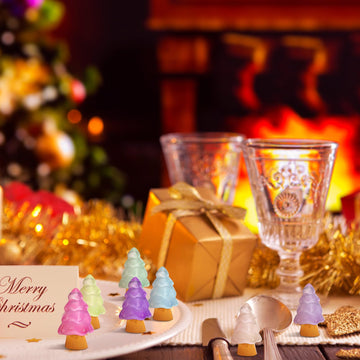 Libima Mini Resin Tree Miniature Luminous Tree Small Christmas Decorations Tiny Christmas Figurines for Desktop Crafts Dollhouse