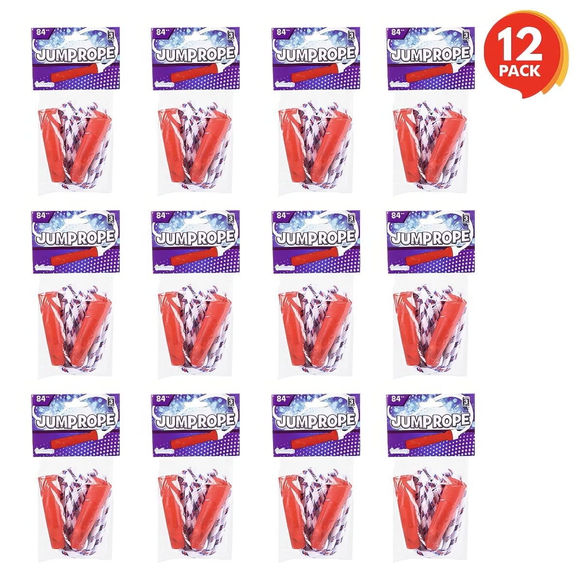 Artcreativity 84 Inch Nylon Ropes For Kids - Pack Of 12 - Durable Jump Ropes With Plastic Handles - Healthy Indoor And Outdoor Skipping Activity, Party Favors, Gifts For Boys And Girls