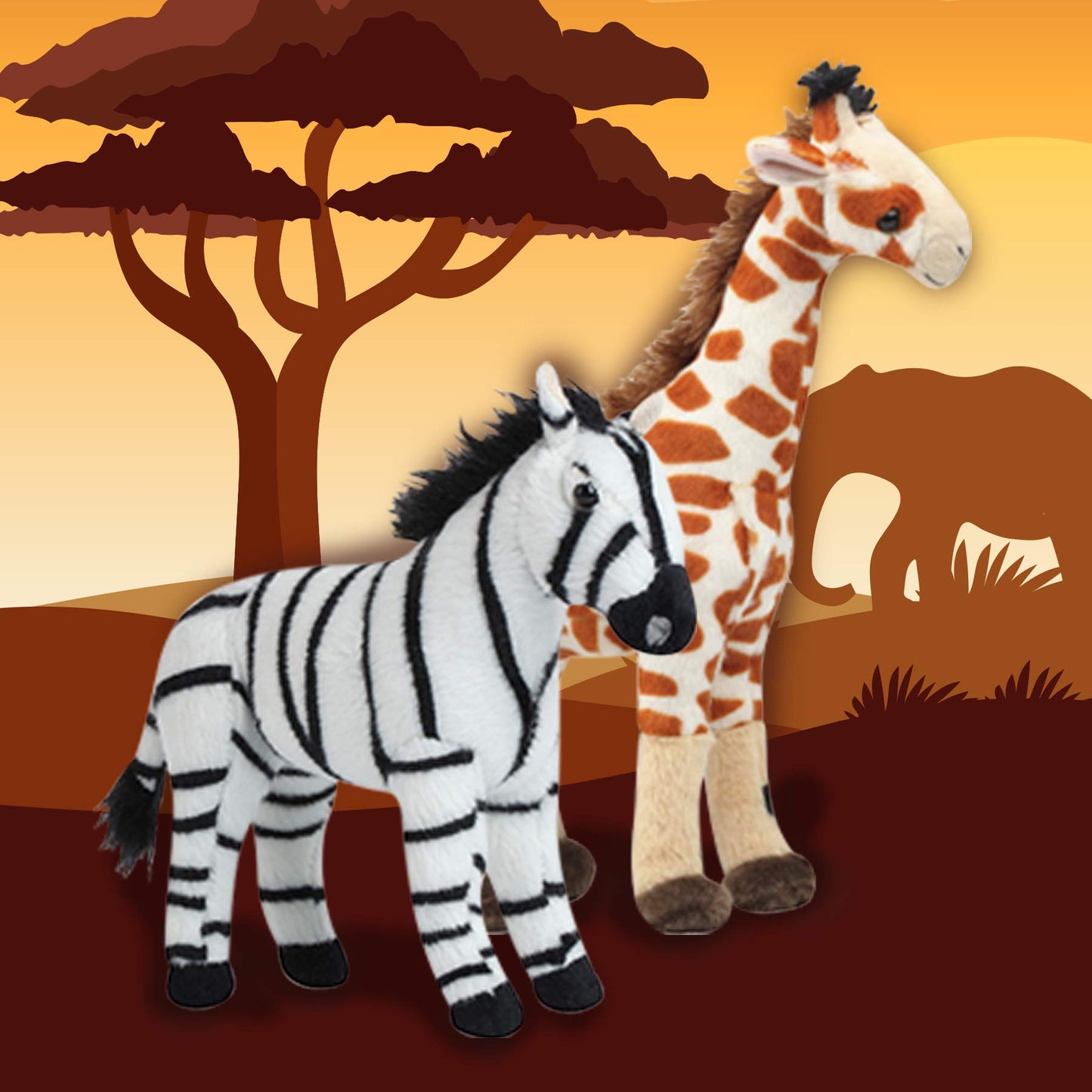 Safari Animals Stuffed Animals Plush – Jungle Animals Toys Set Of 4 Wild Animals – Lion, Elephant, Zebra And Giraffe Stuffed Animal – Soft, Squeezable And Lifelike Toys For Kids
