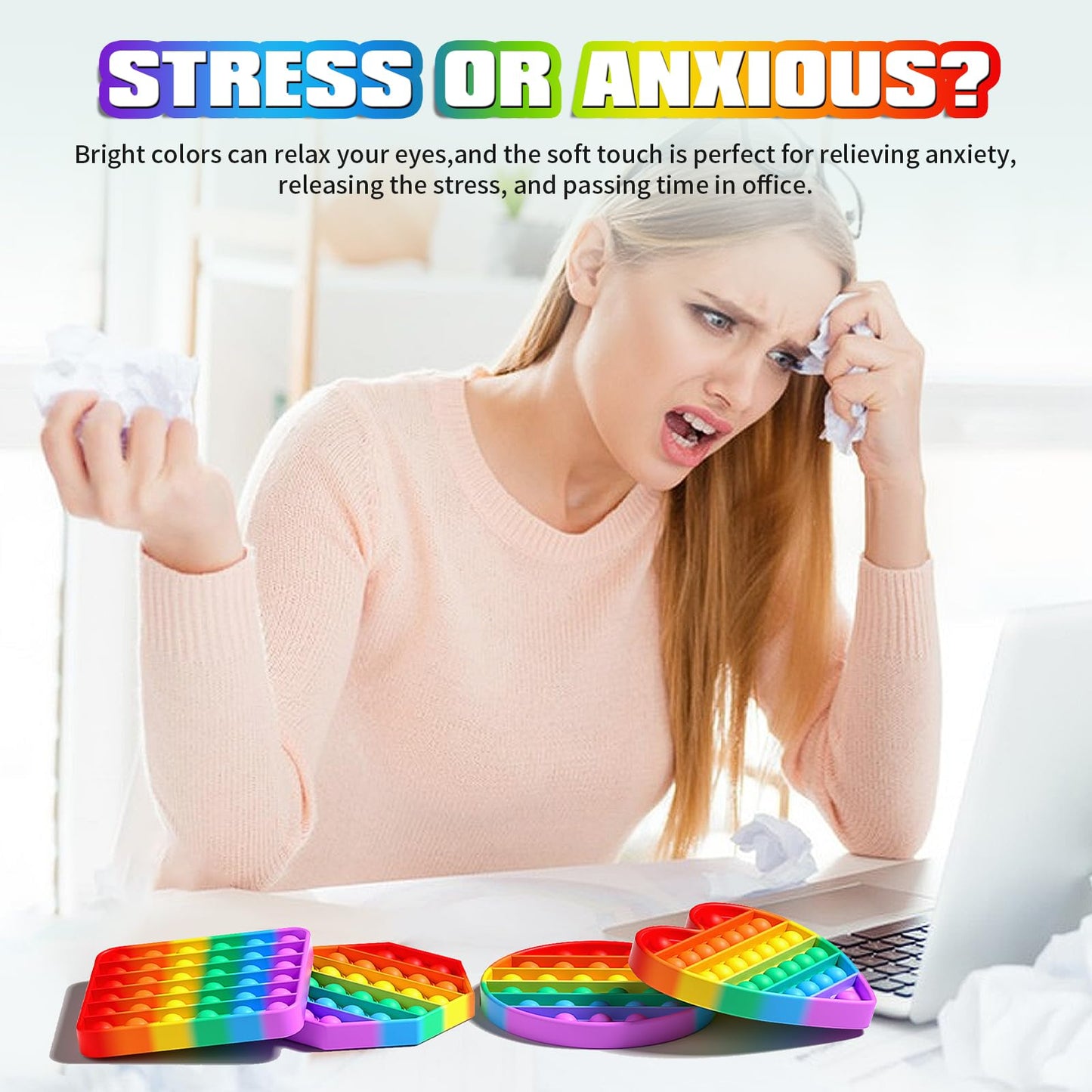 Kakukokas 4 Pack Fidget Toys,Pop Fidgets Pack Party Favors For Kids & Adults,Push Sensory Toys Bulk Toddler Toys,Stress Relief G