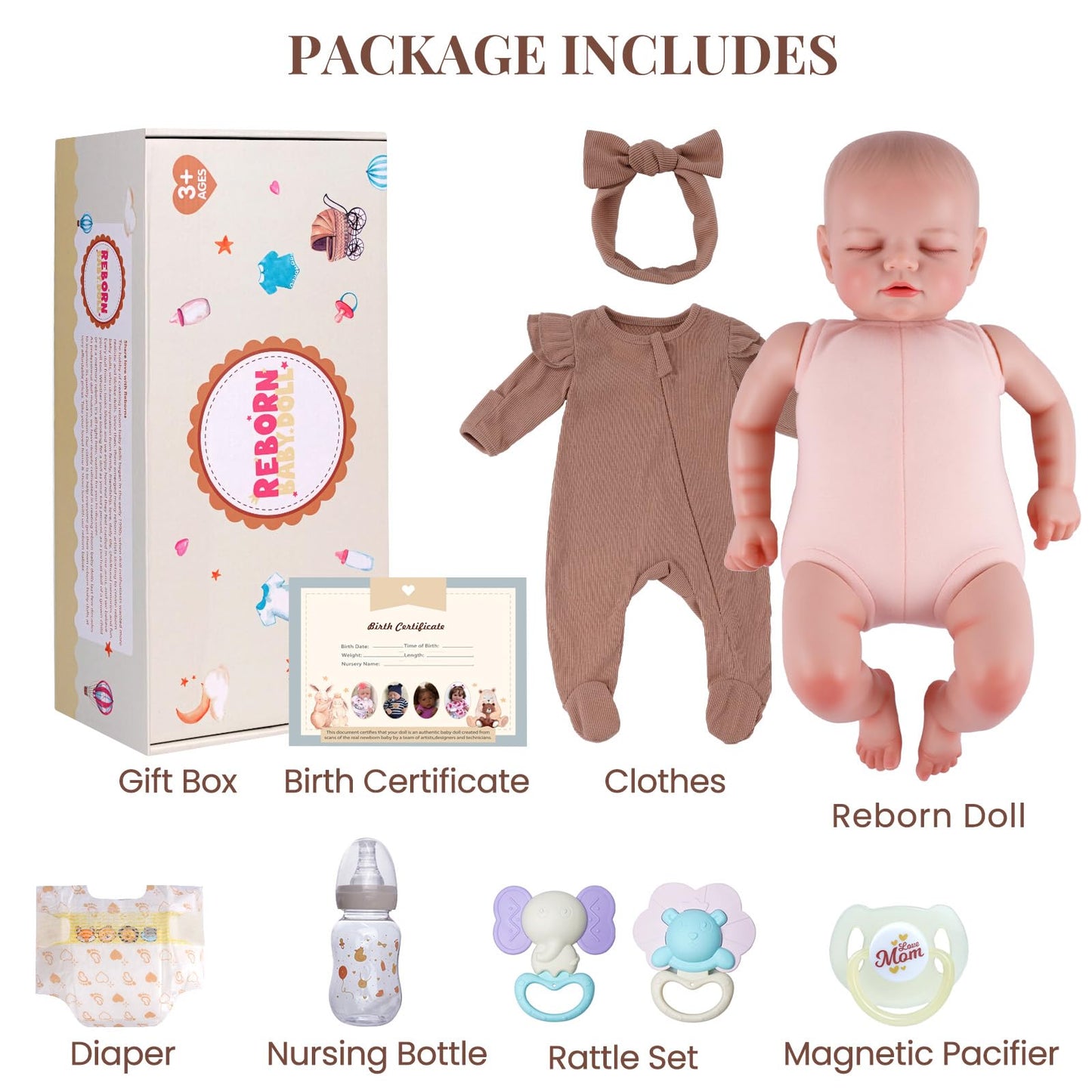 Babeside 17 Inch Lifelike Reborn Baby Dolls - Realistic Newborn Baby Doll Girl With Chubby Cheeks & Accessories, Real Life Rebor