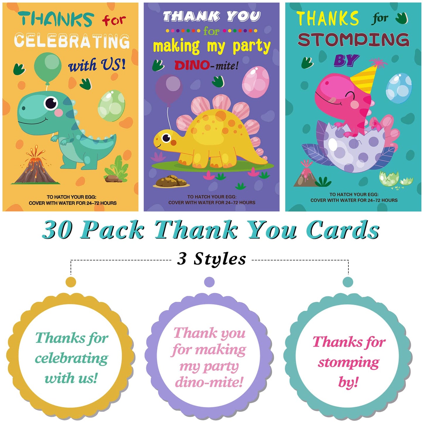Anphile Dinosaur Party Favors - Dinosaur Birthday Party Supplies - 30 Pack Hatching Dinosaur Eggs With Cards Bulk - Party Favors