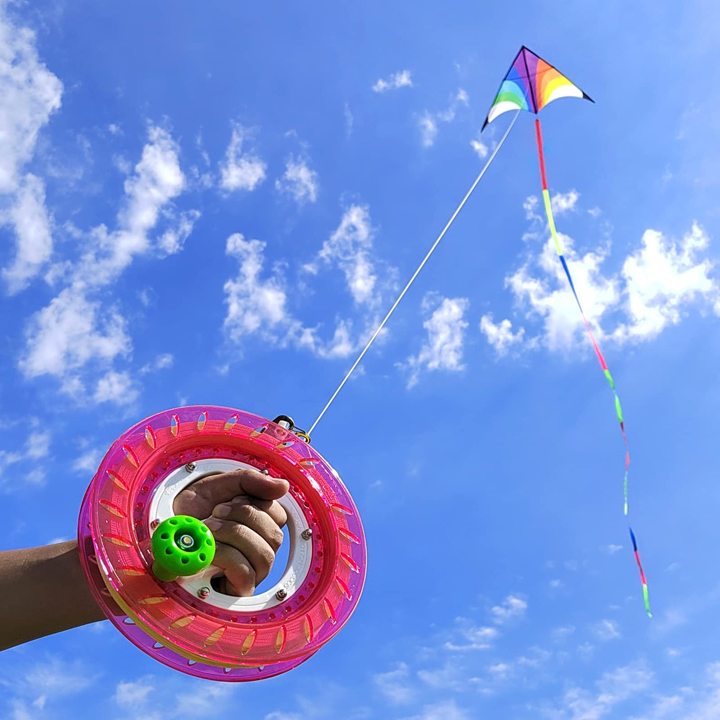 Simxkai Kite String Reel, Kite Reel,Kite String Spool,Kite Line Winder 8Inches Dia, Come With Lock & 1000 Feet Line(Pink)