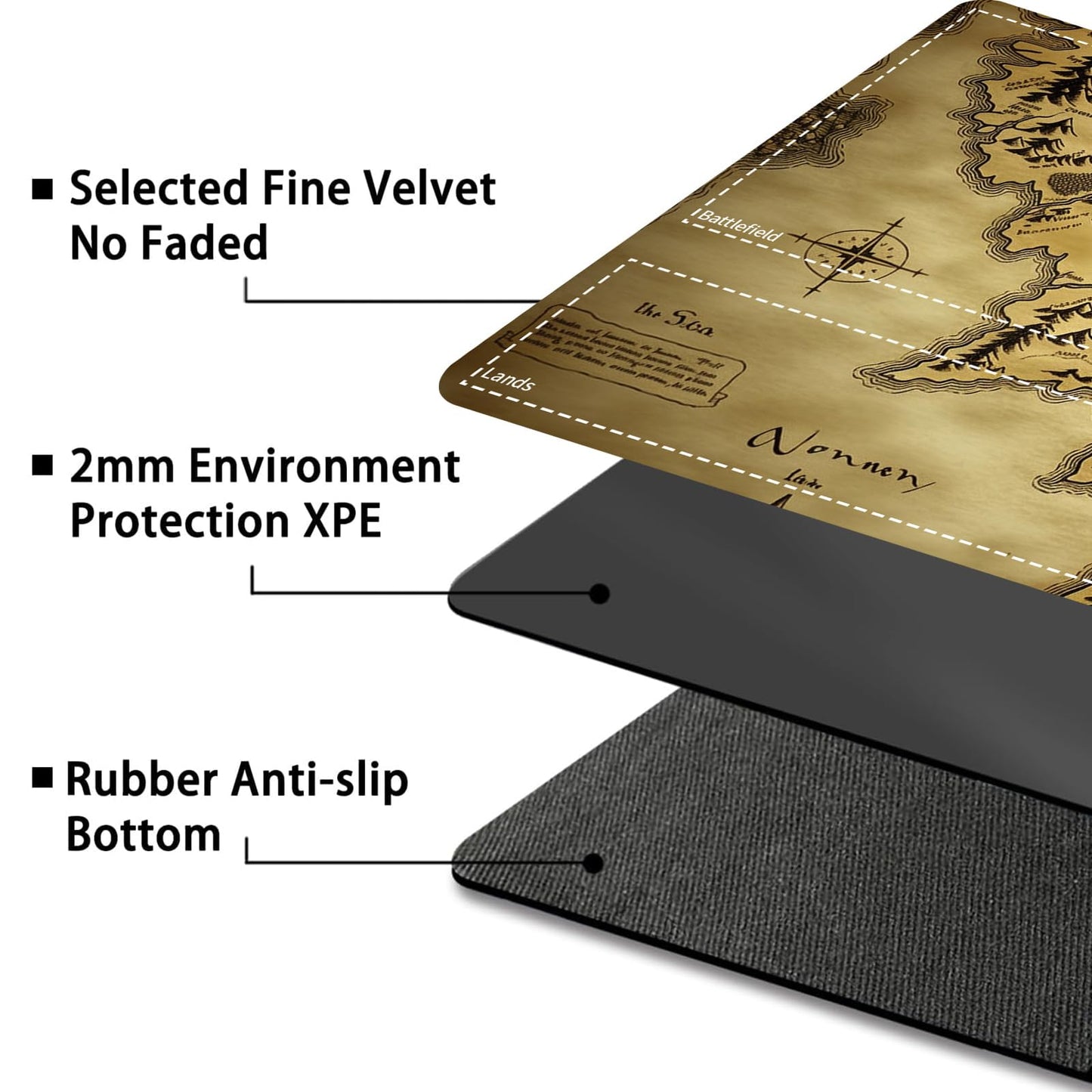 for MTG Card Playmat with Zone,Game Play Mat for MTG TCG 24 x 14 inches,Non-Slip Play Mat for Commander Board RPG CCG Game TCG O