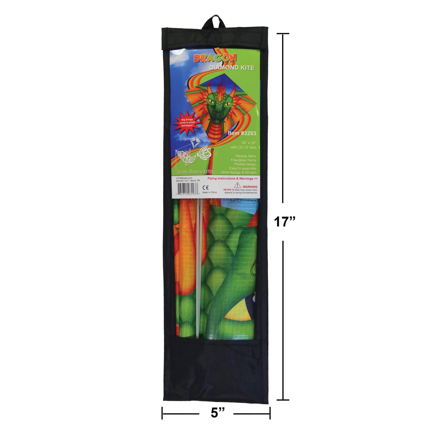 In The Breeze 3293 - Dragon 30 Inch Diamond Kite - Fun, Easy Flying Kite