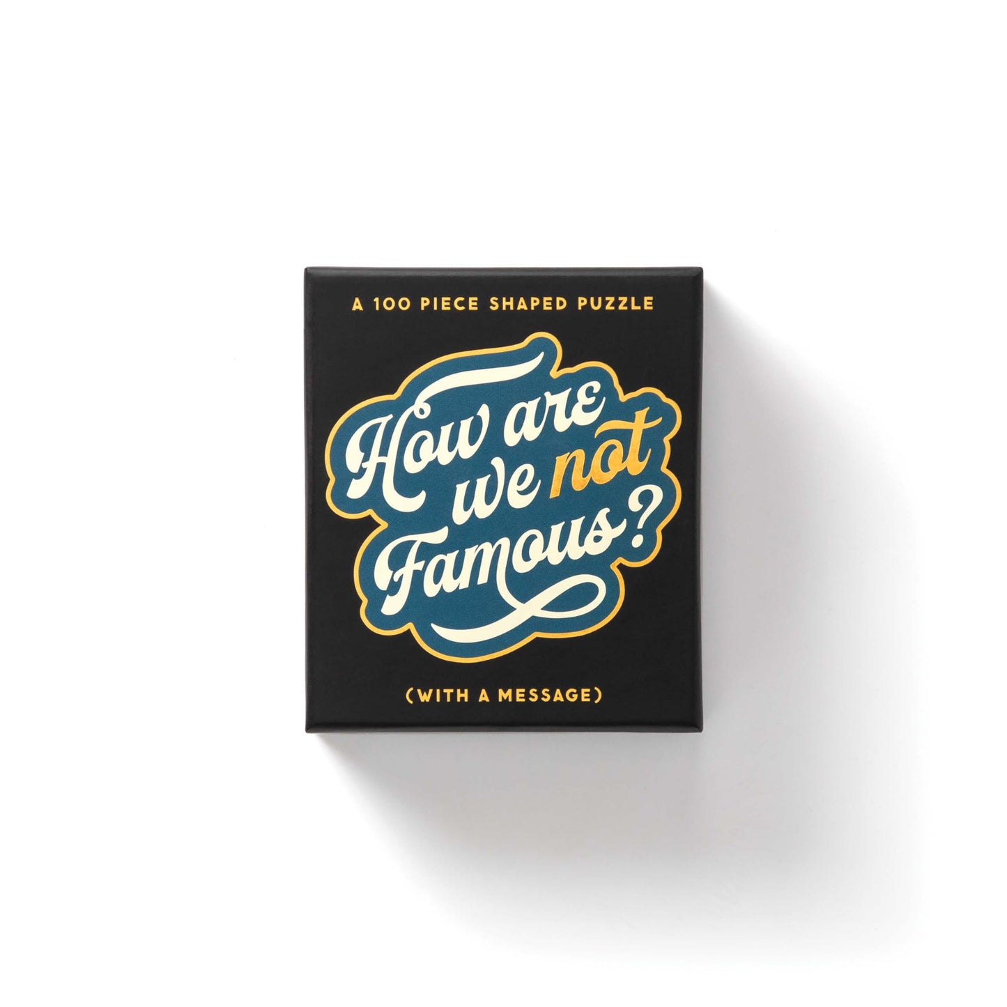 Brass Monkey How Are We Not Famous? 100-Piece Mini Jigsaw Puzzle, 7.25 x 6.72 - Shaped Puzzle with Gold Foil Accents - Rea