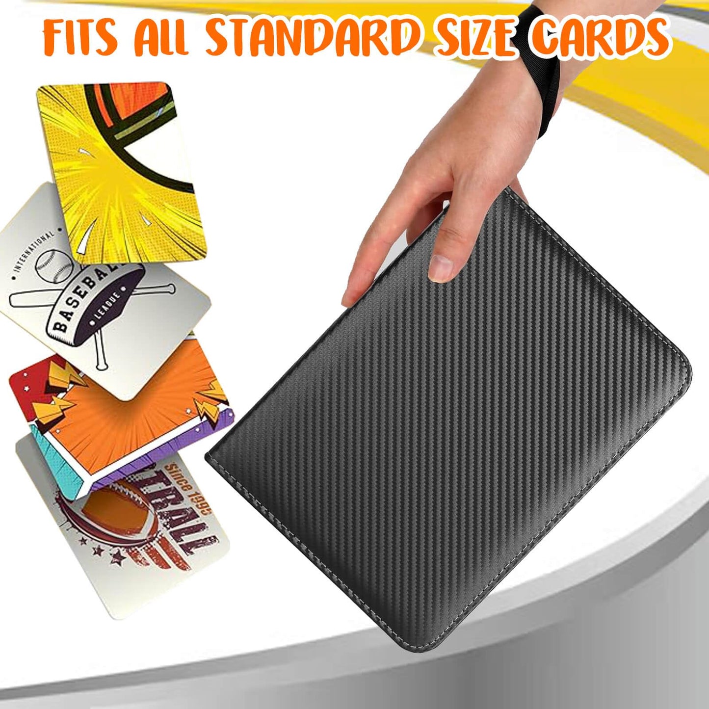 Trading Card Binder 4-Pockets, Trading Card Album Can Hold 400 Cards With 50 Removable Sleeves, 3-Ring Zipper Trading Card Holde