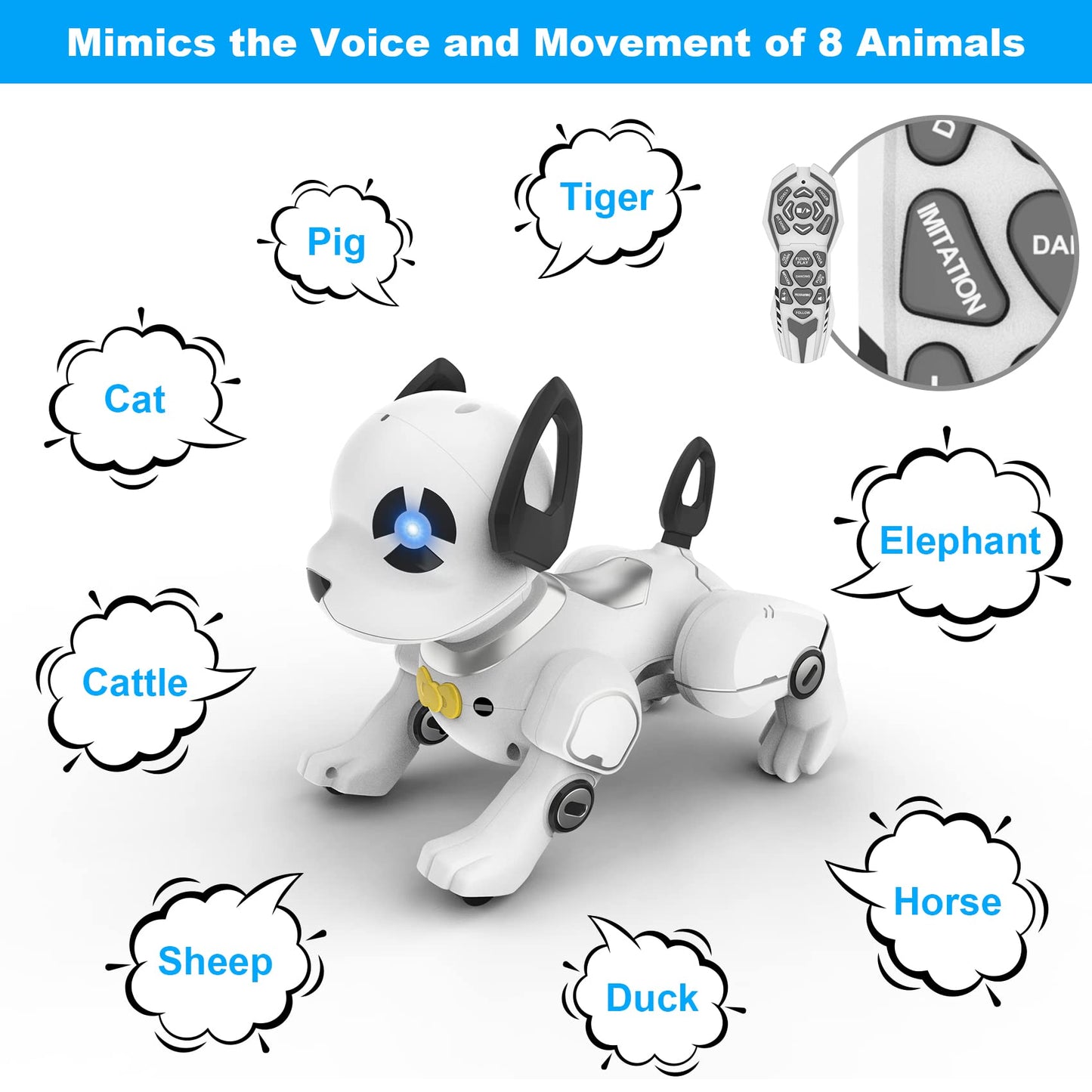 SUPIREO Remote Control Robot Dog Toy, Programmable Smart Interactive Robotic Pets, RC Stunt Robot Toys Dog Imitates Animals Musi