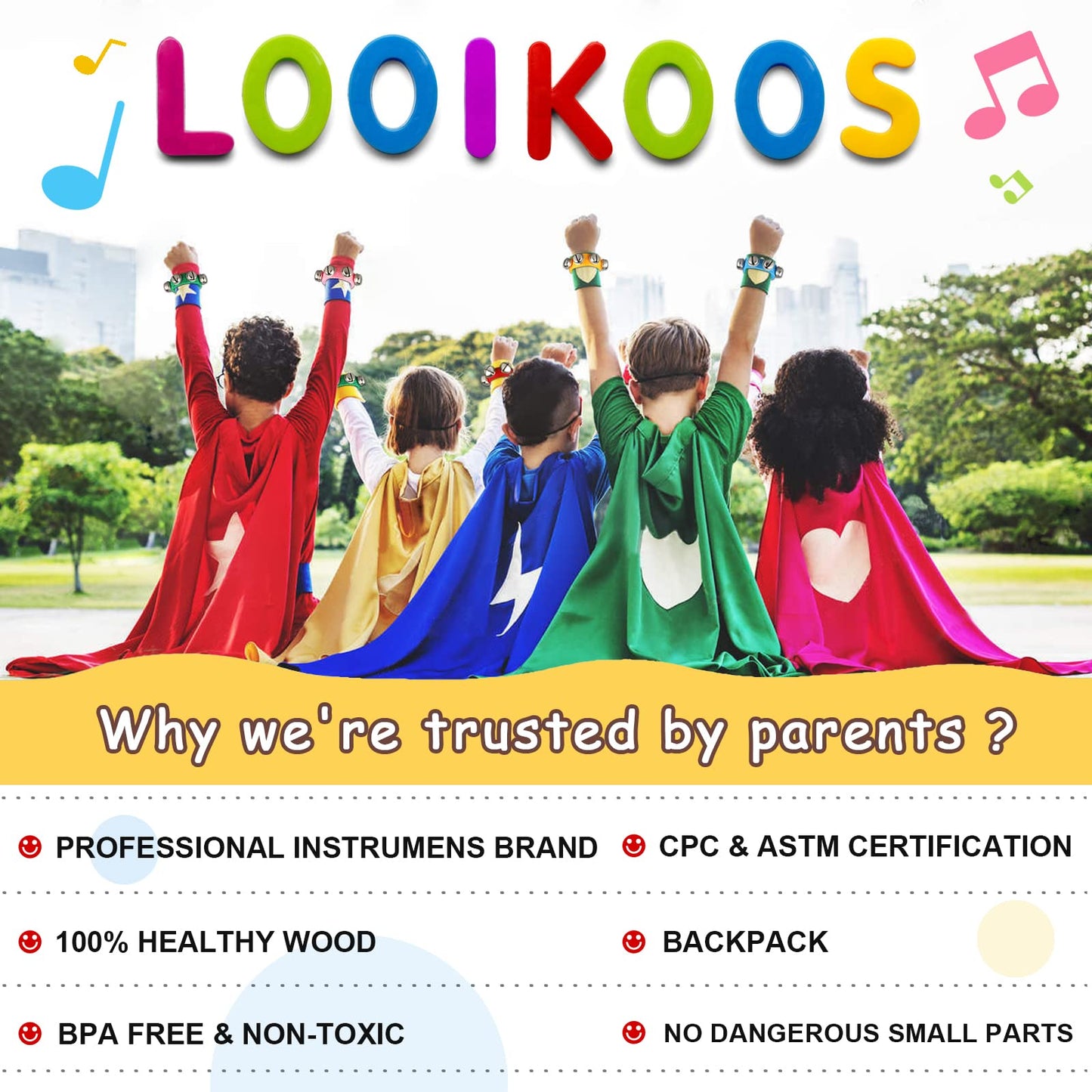 Looikoos Toddler Musical Instruments Set Wooden Percussion Instruments Toy For Kids Baby Preschool Educational Musical Toys For Boys And Girls With Storage Bag