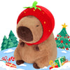 Achwishap Capybara Plush Toy, 16” Brown Stuffed Animal with Strawberry Hat, Kawaii Gift for Kids and Adults