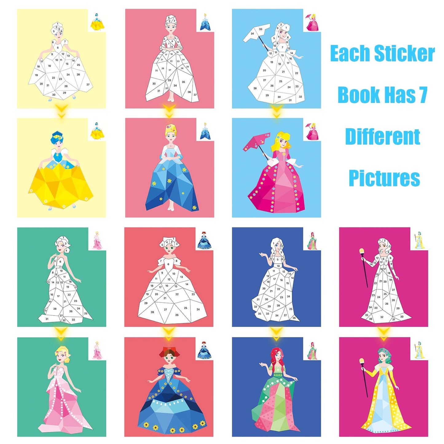 Aeahaly Crafts For Kids Ages 4-8 Paint By Sticker Princess Reusable Sticker Book For Kids Ages 4-8 Boys And Girls Birthday Gifts Party Favor, Travel Activity Book Set For Learning