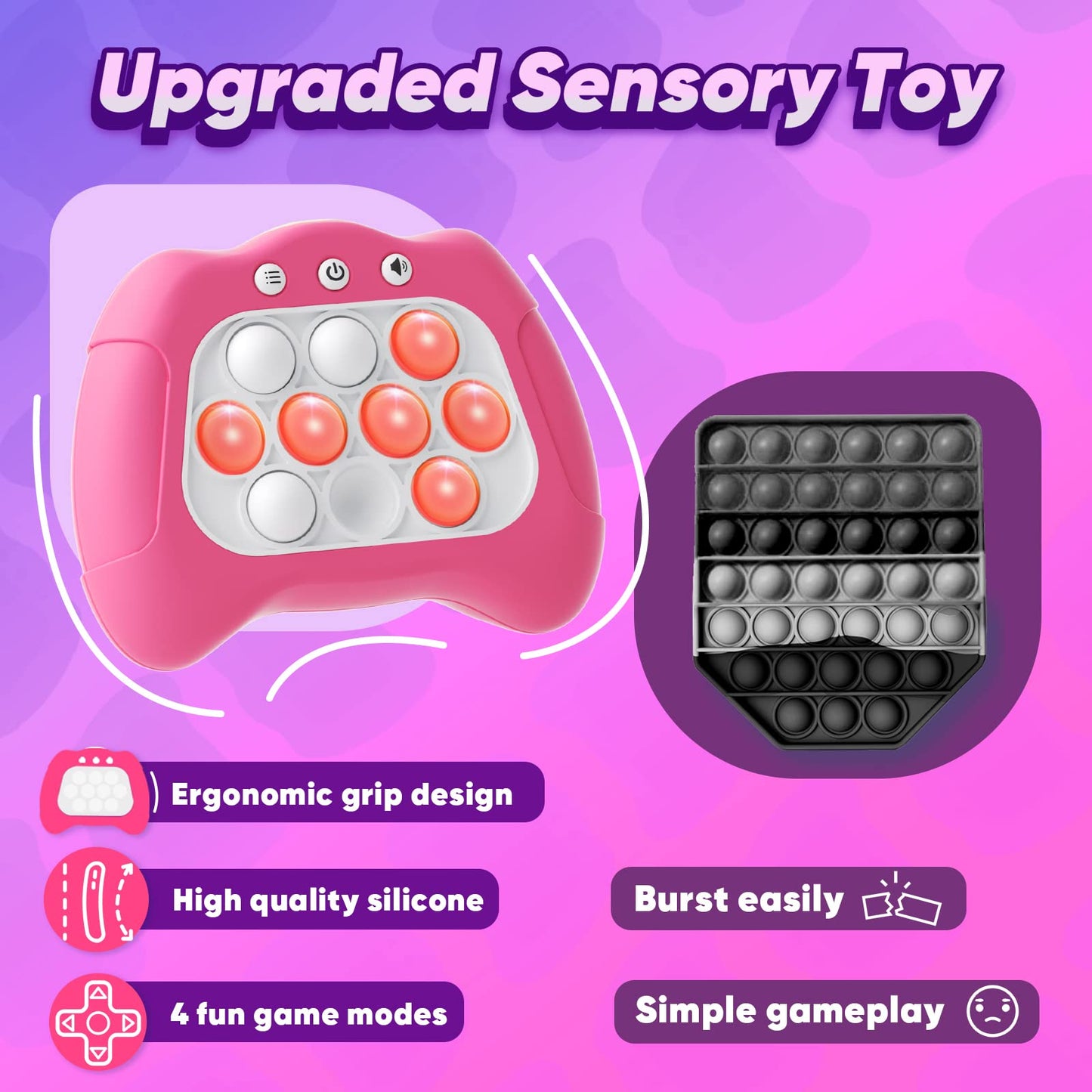 Byserten Handheld Game Toy For Kids Age 6-12, Sensory Fidget Toys For Kids 8-12, Birthday Gifts For 6 7 8 9 Year Old Girls & Boys & Teens -Dark Pink