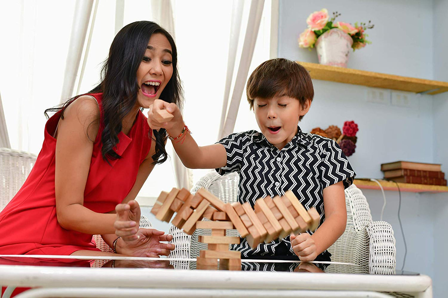 We Games Wooden Block Stacking Party Game For Adults, Tumble Tower Wedding Guest Book Alternative, Tabletop Games, Includes Stor