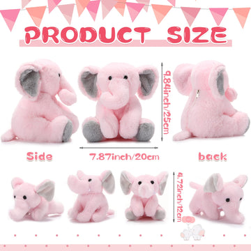 5 Pcs Plush Elephant Stuffed Animals With Babies, Mommy Elephant With 4 Plush Baby Soft Plush Elephants Animals Playset For Party Supplies, Favors, Decorations, Stocking Stuffers (Gray Pink)