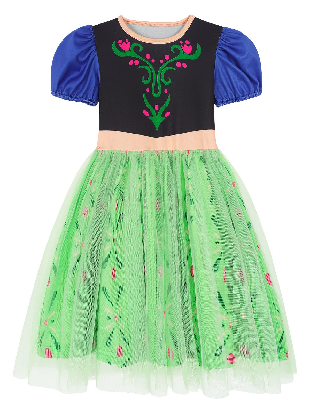 Benylion Princess Dress For Girls Christmas Birthday Party Dress Up Little Girls Puff Sleeve Tulle Dress Coronation Dress Age 7-