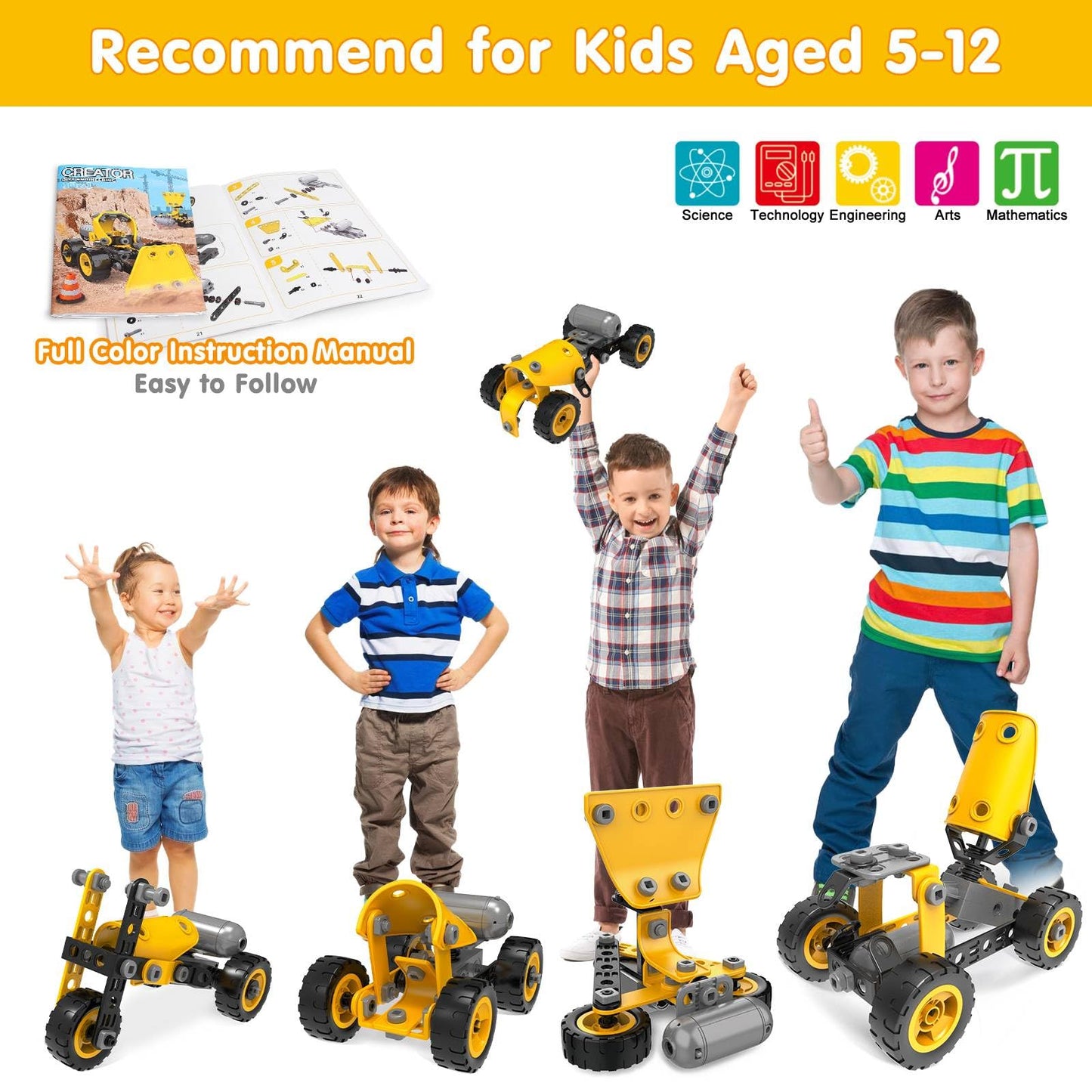 Wanonoo Stem Toys For 5 6 7 8+ Year Old Boy Birthday Christmas Idea Gift, 10 In 1 Electric Building Toys Kids Ages 4-8 5-7 6-8,