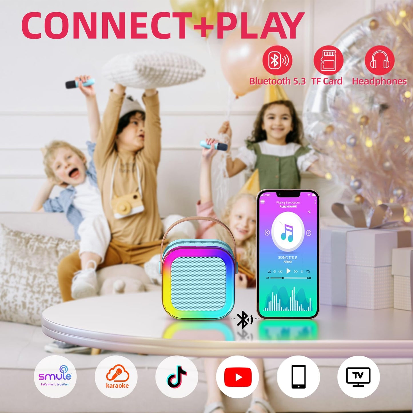 Kinglucky Top Mini Karaoke Machine For Kids (With 14M+ Songs) Valentines Birthday Gifts Toys For Girls Ages 3-12+, Portable Mini