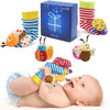 Bloobloomax Wrist Rattle Socks And Foot Finder Set, Infant Girl Boy Toys For Babies 0-36 Months, Newborn Hand & Foot Toys For 0 To 3 Years, Baby Shower Gifts Set With Wrist Rattle Socks (Dark Blue)