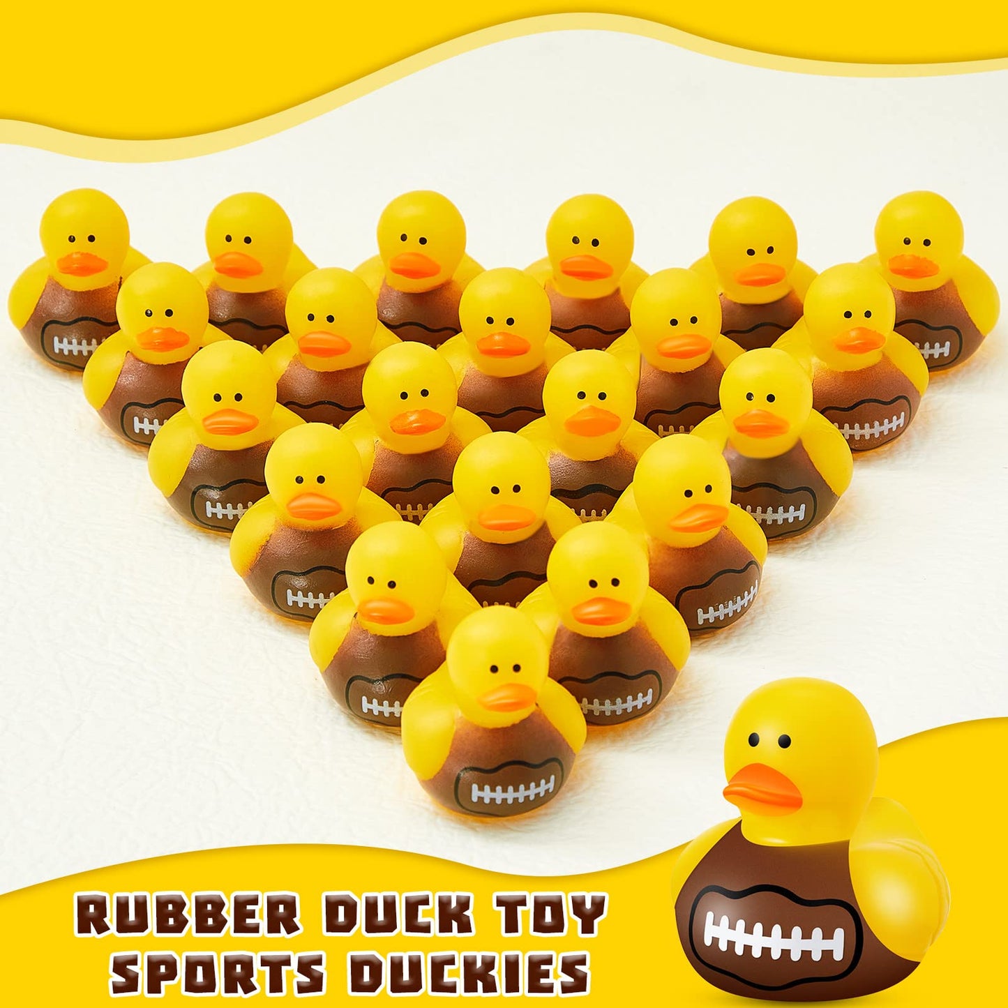 100 Pcs Football Rubber Ducks Floating Bath Toy Football Duck Shower Toy Football Sports Themed Mini Ducks For Bathtub Party Birthday Decoration