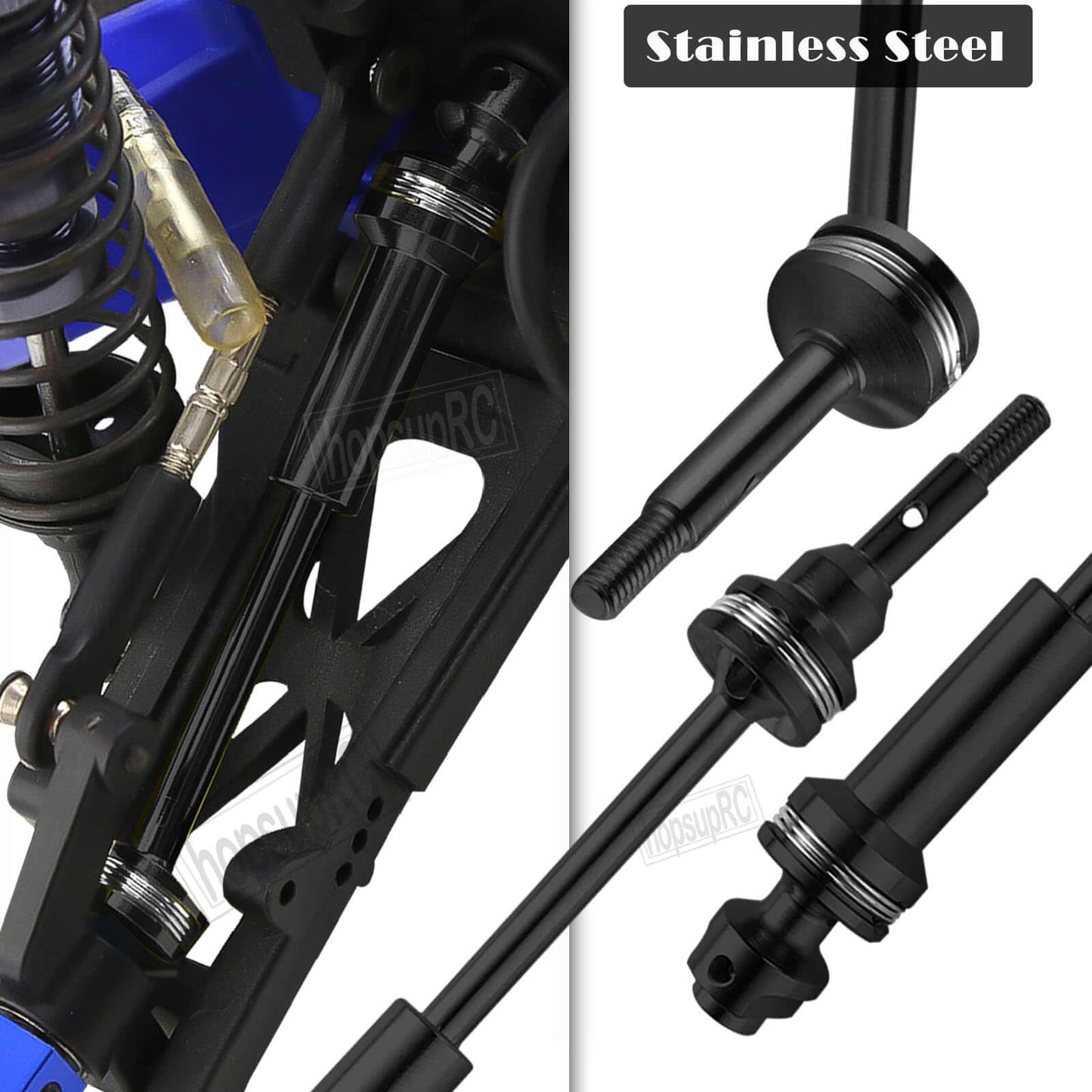 Hopsuprc Upgrades Part For 1/10 Rustler/Stampede/Slash Vxl 4X4,Big Bore Rc Shocks&Steel Drive Shaft Cvd&A Arm&Caster Block,Steer