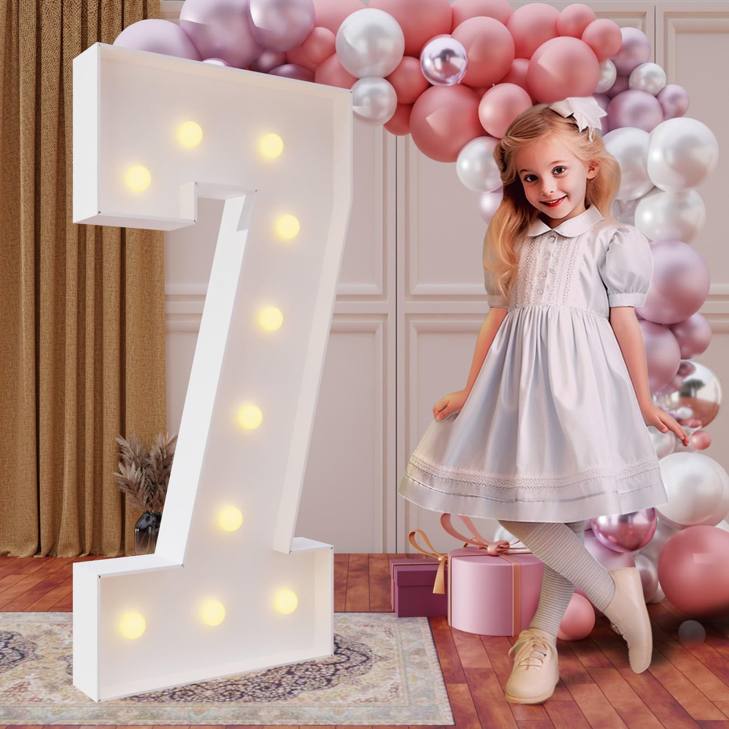 Imprsv 4Ft Marquee Numbers,Diy Light Up Numbers For 7Th Birthday Decorations, Party Party Decorations,Anniversary Party Decor,Mo