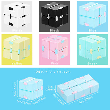 24 Pieces Cubes Toys Mini Blocks Cube Bulk Gadget Sensory Toy Hand Held Blocks Finger Gadget Gift For Adults Anxiety Stress Reli