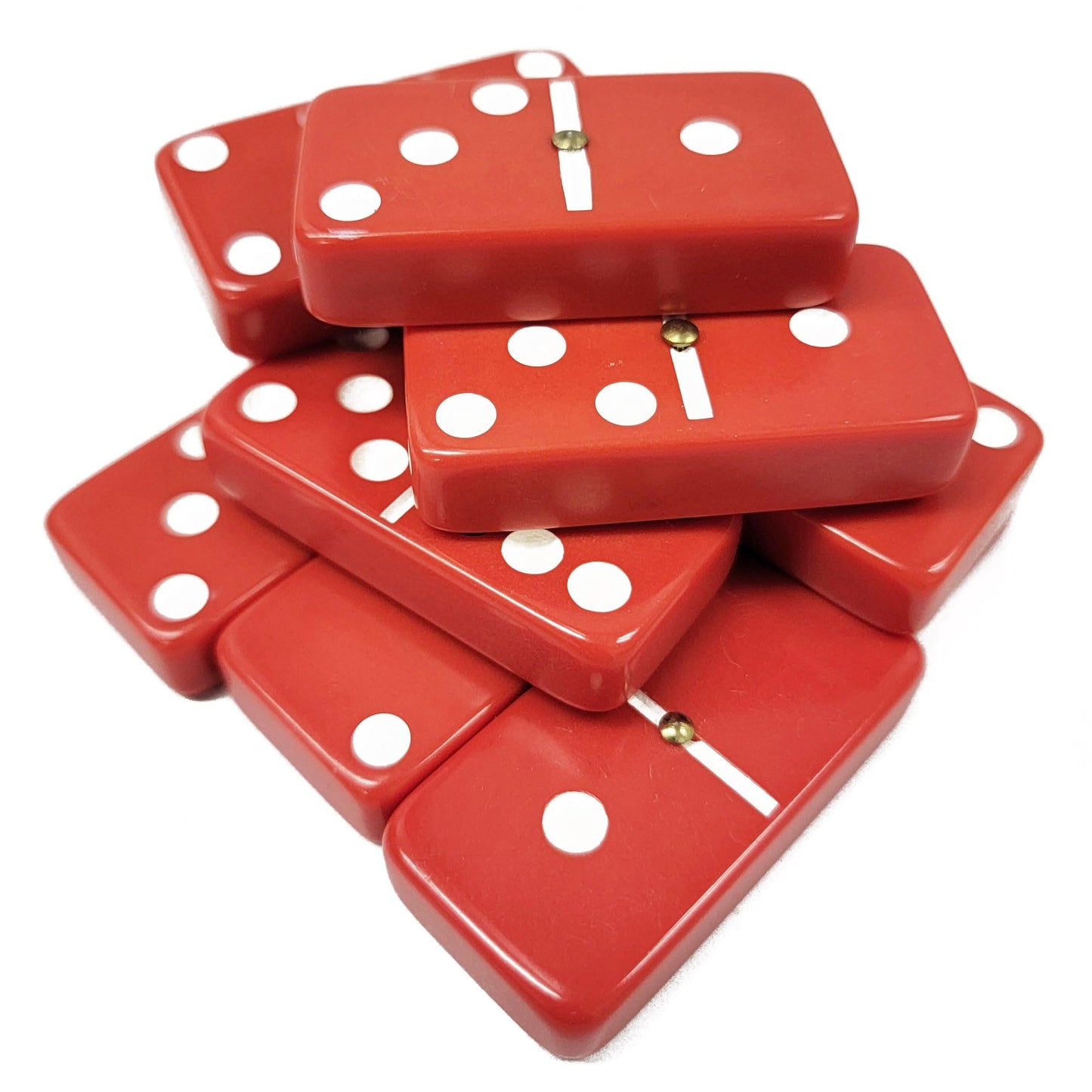 Marion & Co. Domino Double Six 6 Red Tiles Jumbo Tournament Professional Size With Spinners In Black Elegant Velvet Bag