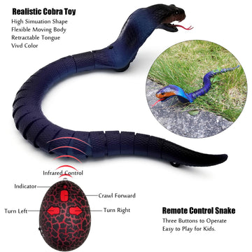 Tipmant Realistic Remote Control Snake Rc Cobra Animal Toy Crawling Electric Electronic Battery Powered Honored For Kids Cat Hal