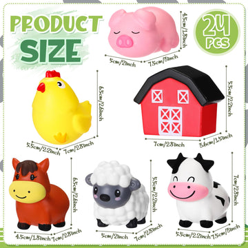Wettarn 24 Farm Animal Foam Stress Toy Party Favors Fidget Toy Bulk Cute Farm Animal Stress Relief Gift Supplies for Adults Kids