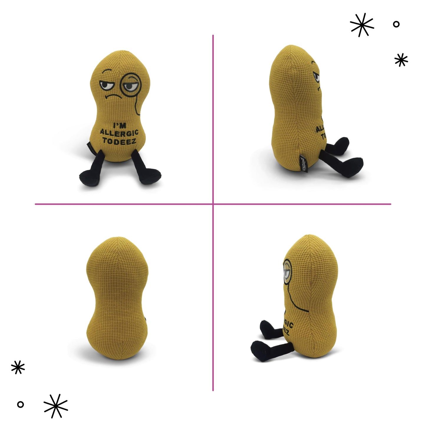 Punchkins Peanut Plushie - Im Allergic to Deez Funny Plush, Gift for Humor Lovers, Cute Plush Toy for Gifting