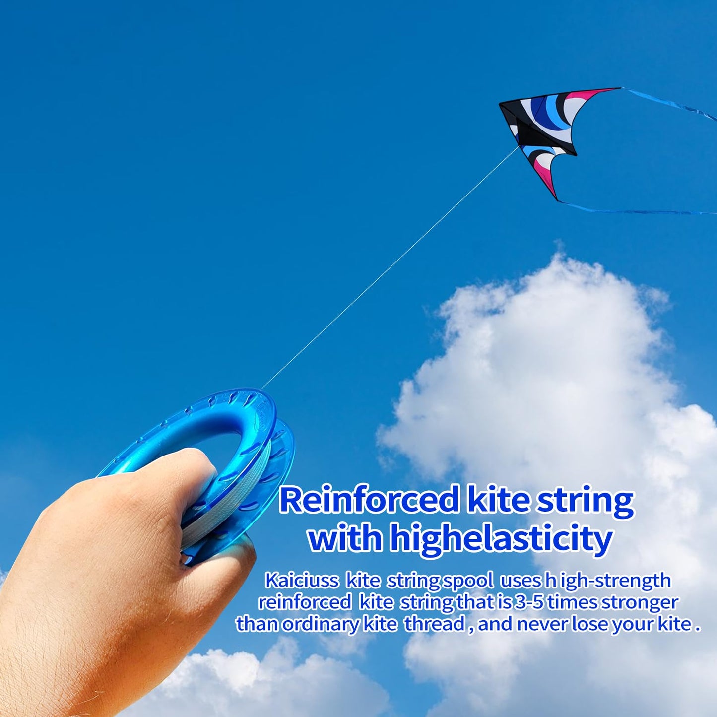 Kaiciuss 3 Pack Kite String Hoop For Kids, Kite Spool Set For Boys & Girls, Kite Handle Kit With 300 Feet Line For Each Kite Reel Winder