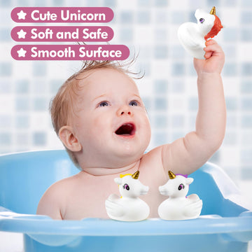 No Hole Bath Toys,Unicorn Bath Toys For Toddlers 1-3,Soft Unicorn Bathtub Toys For Kids Girls Boys Presents Set