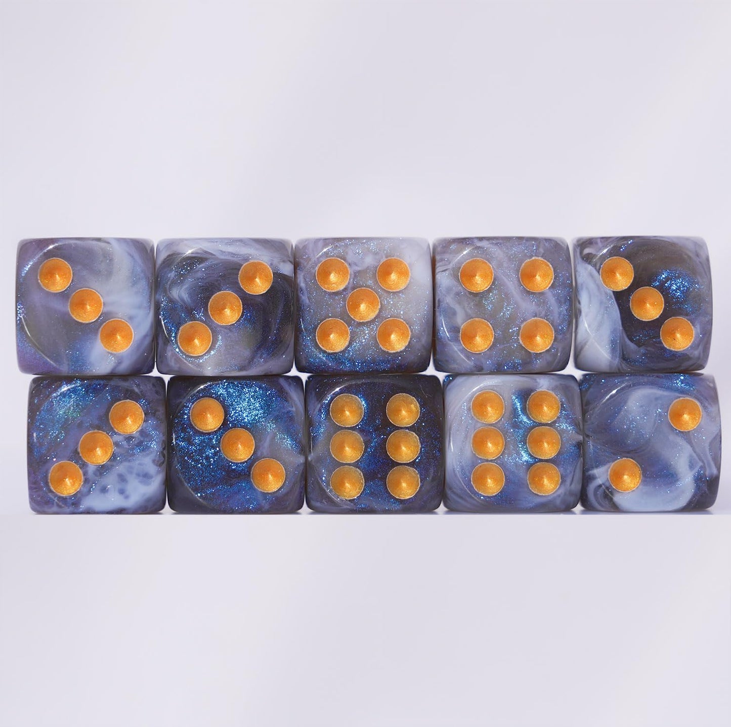 10 PC D6 dice 16mm Acrylic Dice Set for RPG MTG DND Dice Table Games and Board Games (Gray + Blue)