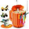 FUBARBAR Brick Coffee Mug - Funny Novelty Cup with Lid & Straw, Building Block Toy Mug, Gift Idea for Men/Women/Kids (Orange)