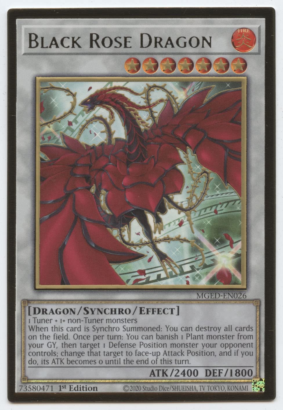 Black Rose Dragon (Alternate Art) - Mged-En026 - Premium Gold Rare - 1St Edition