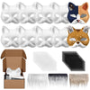 Draupnir 10Pcs Cat Mask Therian Mask Fox Mask with Fur and Eye Mesh, DIY Blank White Paper Cat Face Mask to Paint, Cat Nask Ther