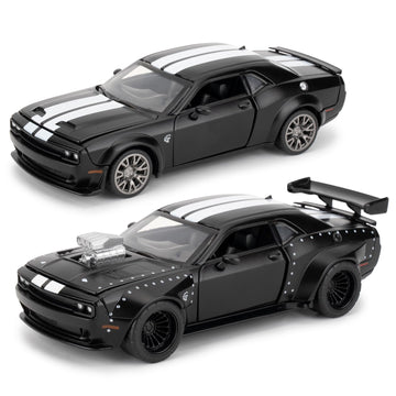 LOVEPOSELY Diecast Car Model 1:36 Dodge Challenger SRT Hellcat - Black Zinc Alloy DIY Kit for Kids