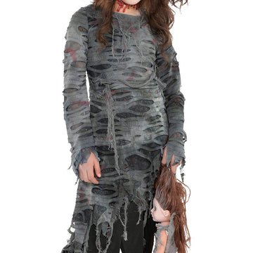Amscan Undead Walker Zombie Costume Set- X-Large (14-16) - Includes Dress & 2 Ponytail Holders, Perfect For Halloween Dress-Up & Parties