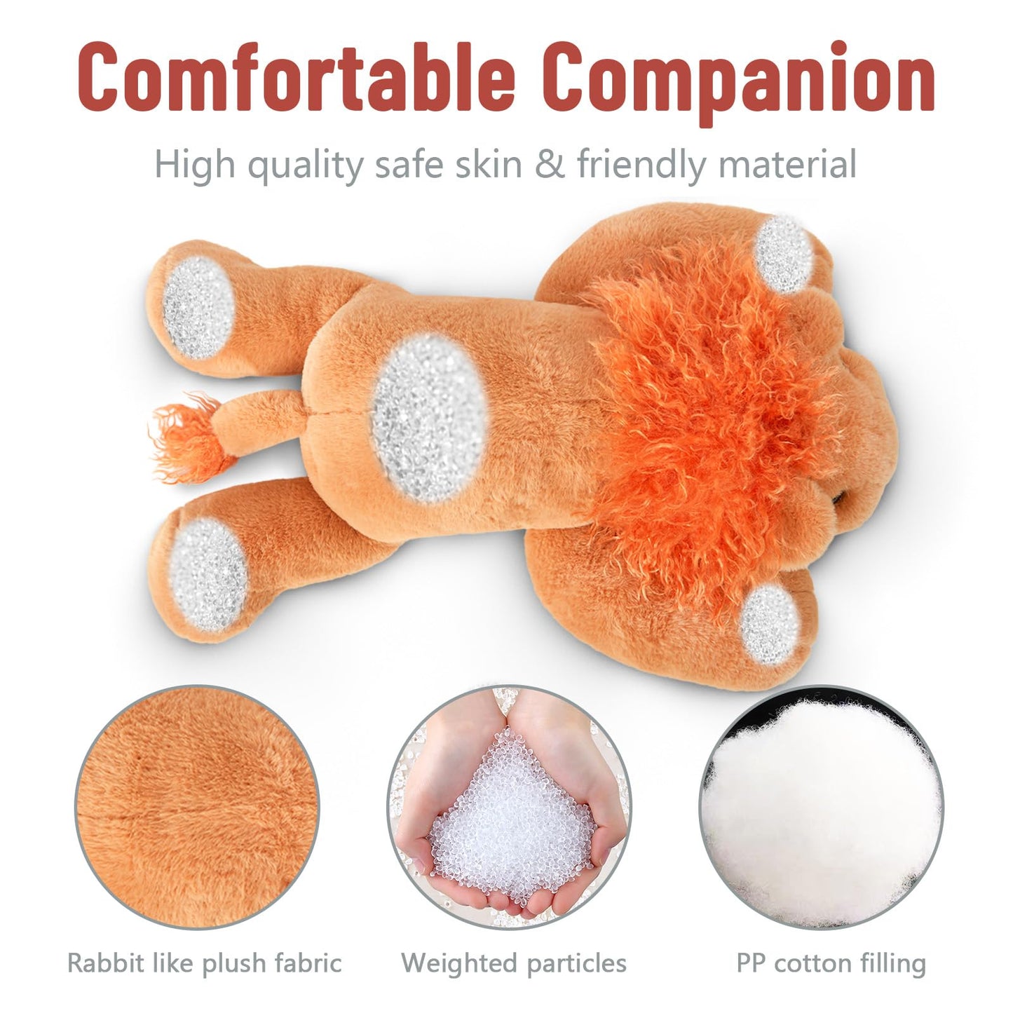 Niuniu Daddy 20'' | 3.3 Pound Weighted Lion Stuffed Animals For Adults, Cute Soft Lion Plush Toy For Toddler Teens Kids, Large L