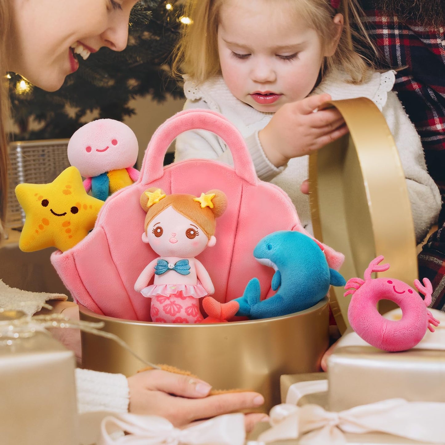 OUOZZZ Baby Toys 6-12 Months - Soft Baby Doll for Girls Mermaid Toys - 2 Years Old Sensory Toy - Birthday Gifts Toddler Plush St