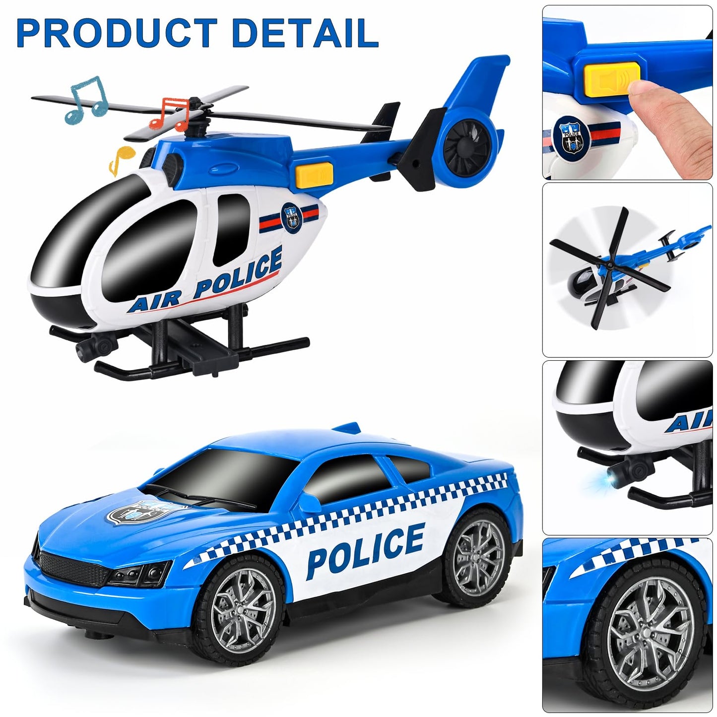 Zhfuys 25.6'' Semi Truck Toy, Big Truck Toy With Police Car And Helicopter, Police Toys With Sounds & Lights, Great Gift For 3+Y