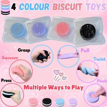 4Pcs Biscuit Stress Relief Toy, Pinching Biscuit Simulation Squishy Toy, Anxiety Relief Sensory Toy,Soft Decompression Toy, Stre