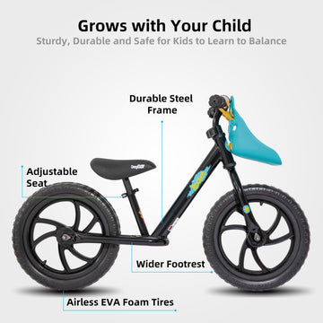 Joystar 14 Inch Balance Bike For Boys Girls 18Months-5 Years Old Push Bicycle Toddler Balance Bike 14' Gift Bike For Boys Girls Black