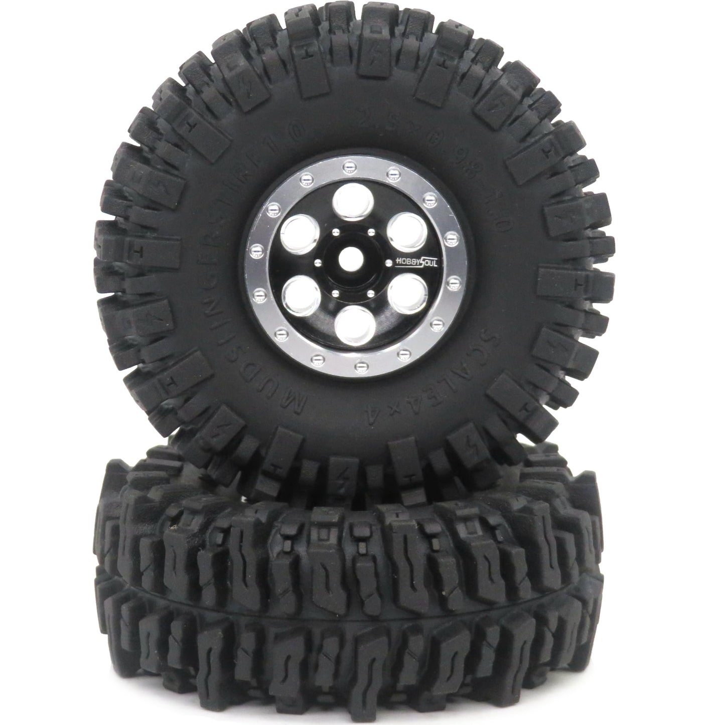 HOBBYSOUL 64 * 25mm Soft Sticky 1.0 Mud Slingers tires & Adjustable Offset 1.0 beadlock Wheels, Negative Offset 1.0 Wheels and t