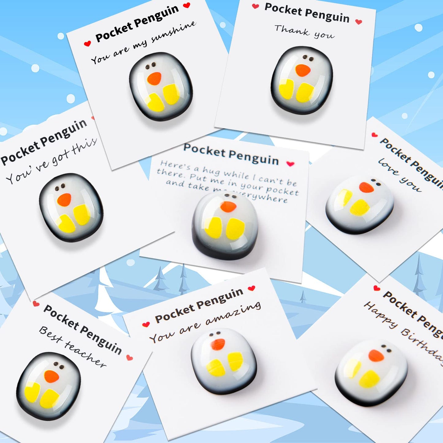 8 Pcs A Little Pocket Penguin Hug, Mini Cute Penguin Pocket Hug Penguin Animal Decoration Stress Relief Toy Special Encourage Bi