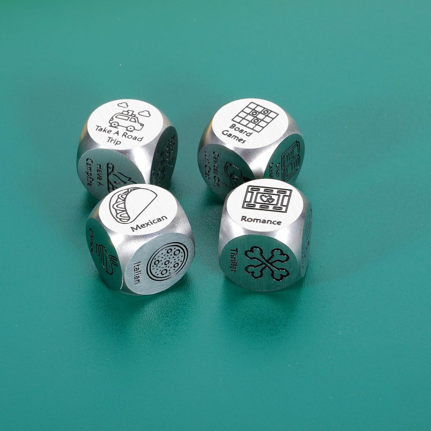 4PCS Date Night Dice for Couple 25th Anniversary Day Gifts for Couple 50th 11th Year Anniversary Steel Gift Wedding Gifts Bridal
