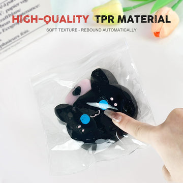 Taba Squishy Toys Valentines Cute Kawaii Cat Paw Squeeze Toys Sticky Squishy Fidget Toys Silicone Squeeze Toy for Stress Relief Cute Soft Toys Best Valentines Gift for Anniversary (Black CAT)